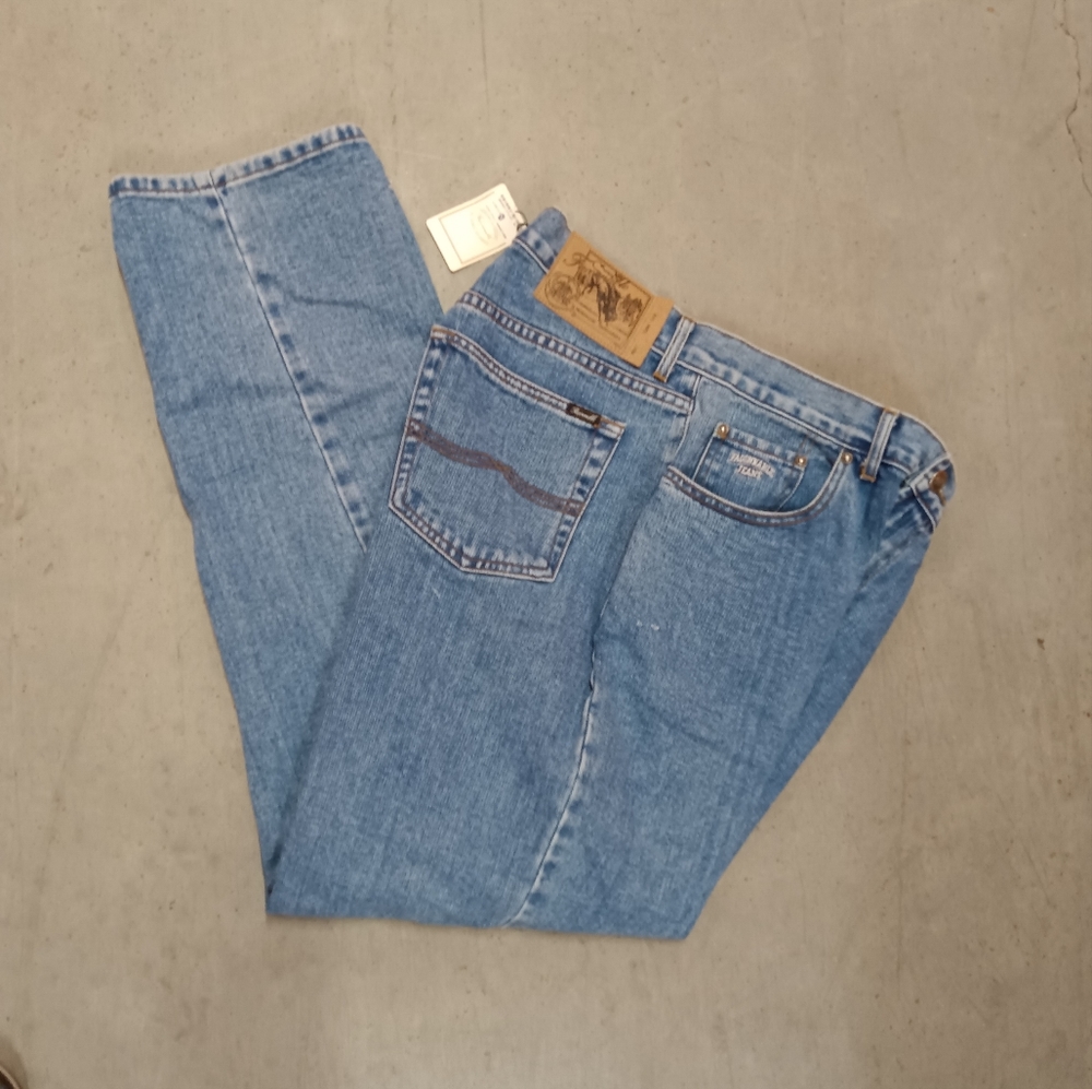 NOS 90s Faconnable Denim Mom Jeans Medium Wash 100% Cotton Denim Size 16